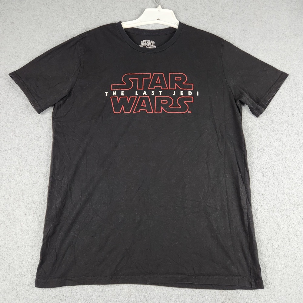 Star Wars T Shirt Mens XL Black The Last Jedi Movie Graphic Print Crew Neck